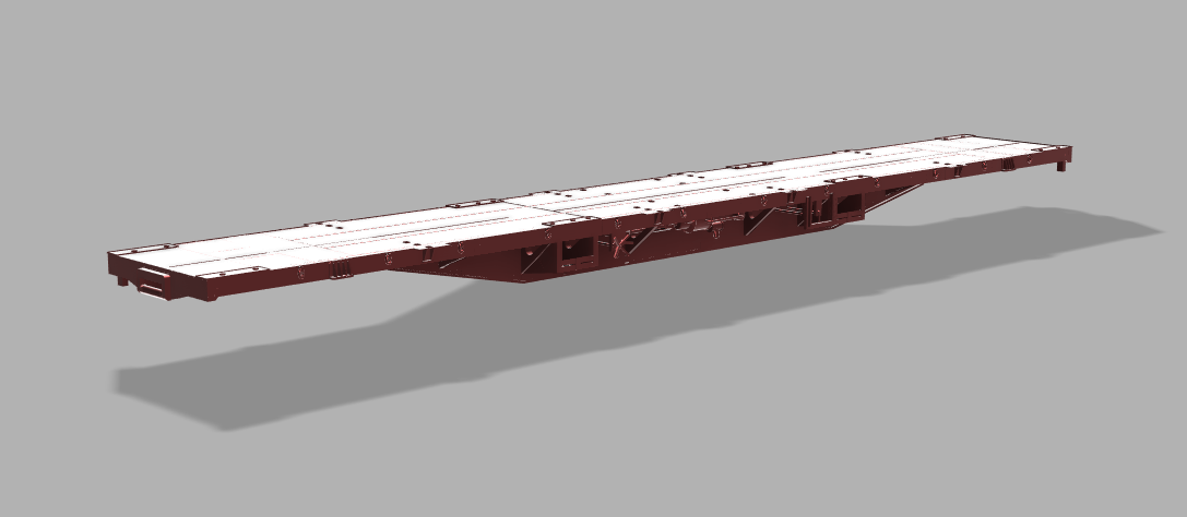 VR FQX bogie flat wagon — 3D render, in development